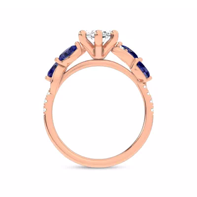 Hayden Curved Vine Sapphire And Lab Diamond Engagement Ring
