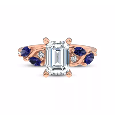 Hayden Curved Vine Sapphire And Lab Diamond Engagement Ring