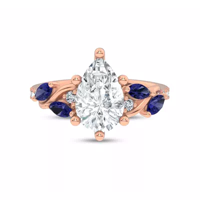 Hayden Curved Vine Sapphire And Lab Diamond Engagement Ring