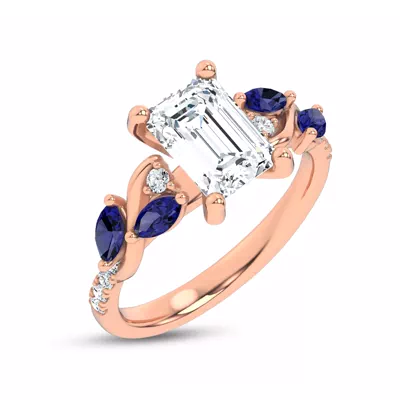 Hayden Curved Vine Sapphire And Diamond Engagement Ring