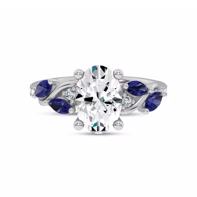 Hayden Curved Vine Sapphire And Lab Diamond Engagement Ring