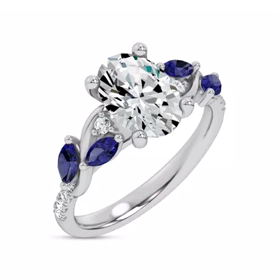 Hayden Curved Vine Sapphire And Lab Diamond Engagement Ring