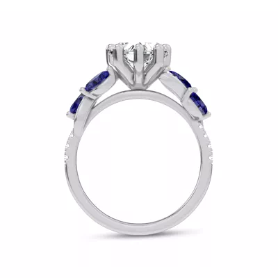 Hayden Curved Vine Sapphire And Lab Diamond Engagement Ring
