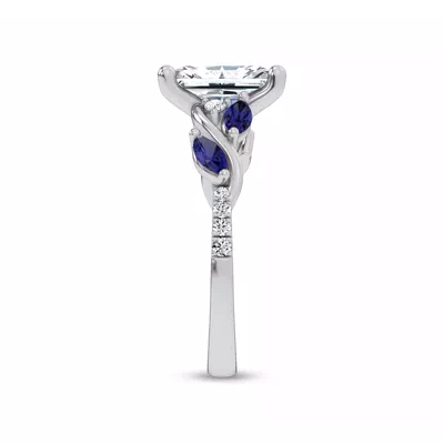 Hayden Curved Vine Sapphire And Lab Diamond Engagement Ring