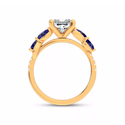 Hayden Curved Vine Sapphire And Lab Diamond Engagement Ring