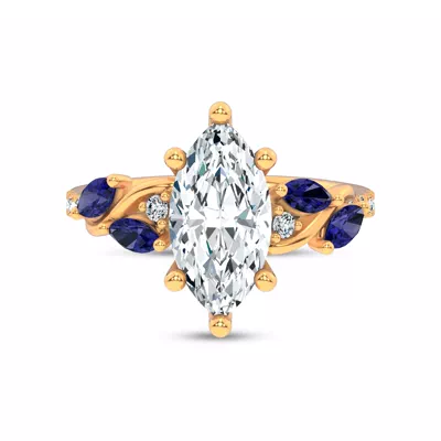 Hayden Curved Vine Sapphire And Lab Diamond Engagement Ring