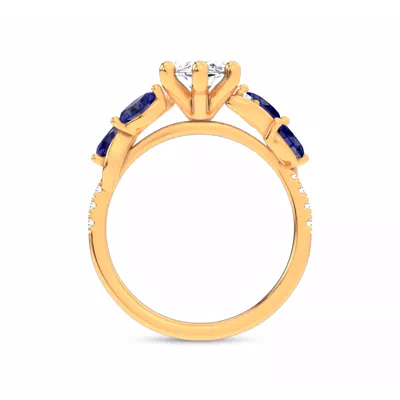 Hayden Curved Vine Sapphire And Lab Diamond Engagement Ring