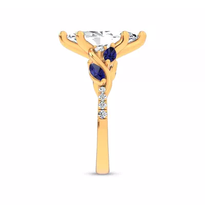 Hayden Curved Vine Sapphire And Lab Diamond Engagement Ring