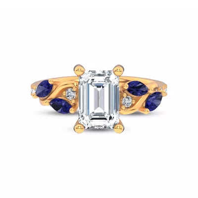 Hayden Curved Vine Sapphire And Lab Diamond Engagement Ring