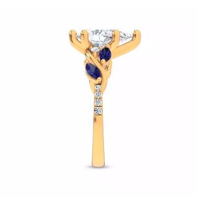 Hayden Curved Vine Sapphire And Lab Diamond Engagement Ring