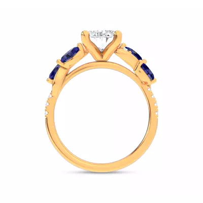 Hayden Curved Vine Sapphire And Lab Diamond Engagement Ring