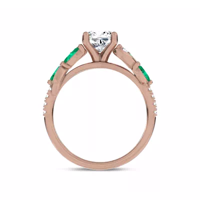 Hayden Curved Vine Lab Emerald And Diamond Engagement Ring
