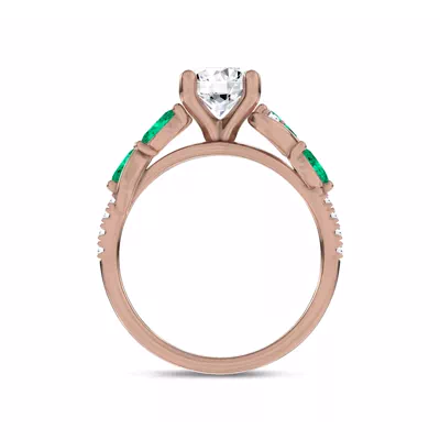 Hayden Curved Vine Lab Emerald And Diamond Engagement Ring