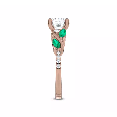 Hayden Curved Vine Lab Emerald And Diamond Engagement Ring