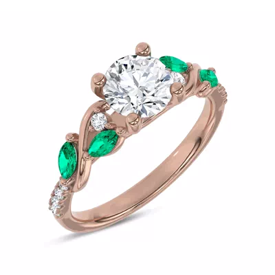 Hayden Curved Vine Lab Emerald And Diamond Engagement Ring