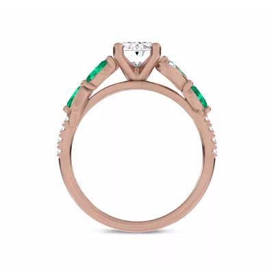 Hayden Curved Vine Lab Emerald And Diamond Engagement Ring