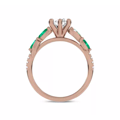 Hayden Curved Vine Lab Emerald And Diamond Engagement Ring