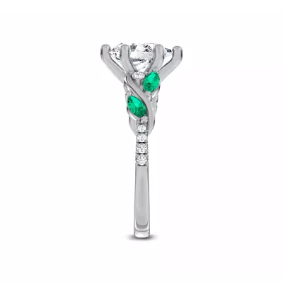 Hayden Curved Vine Lab Emerald And Diamond Engagement Ring