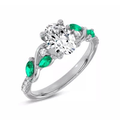 Hayden Curved Vine Lab Emerald And Diamond Engagement Ring