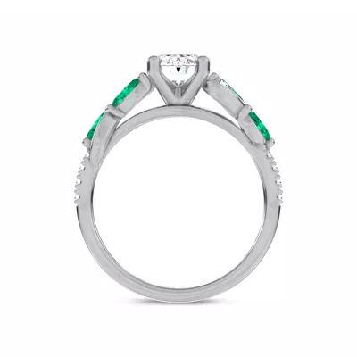 Hayden Curved Vine Lab Emerald And Diamond Engagement Ring