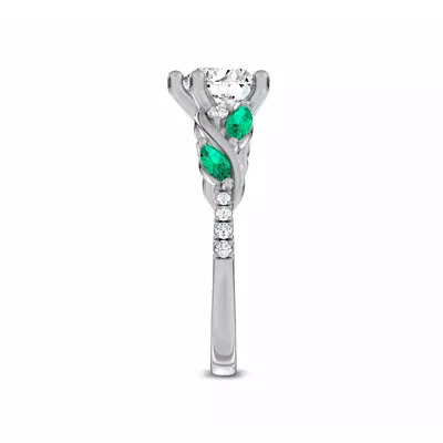 Hayden Curved Vine Lab Emerald And Diamond Engagement Ring