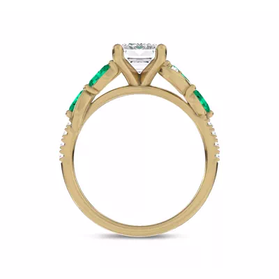 Hayden Curved Vine Lab Emerald And Diamond Engagement Ring