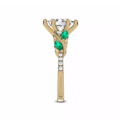 Hayden Curved Vine Lab Emerald And Diamond Engagement Ring