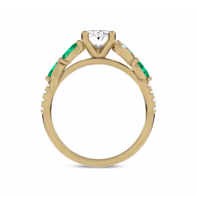 Hayden Curved Vine Lab Emerald And Diamond Engagement Ring