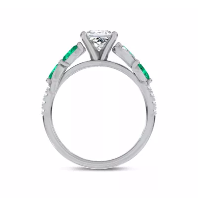 Hayden Curved Vine Lab Emerald And Diamond Engagement Ring