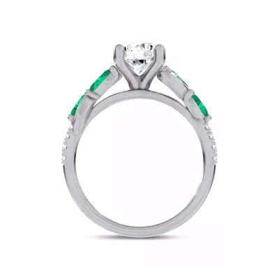 Hayden Curved Vine Lab Emerald And Diamond Engagement Ring