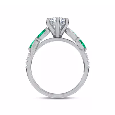 Hayden Curved Vine Lab Emerald And Diamond Engagement Ring