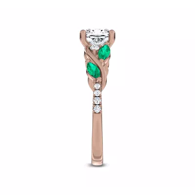 Hayden Curved Vine Lab Emerald And Diamond Engagement Ring