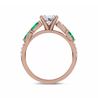 Hayden Curved Vine Lab Emerald And Diamond Engagement Ring