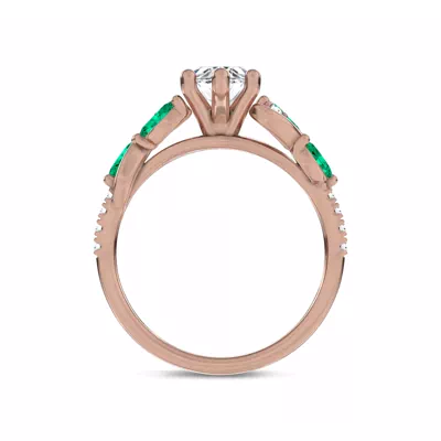Hayden Curved Vine Lab Emerald And Diamond Engagement Ring