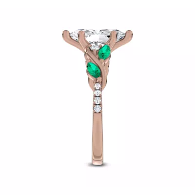 Hayden Curved Vine Lab Emerald And Diamond Engagement Ring