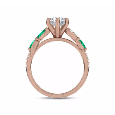 Hayden Curved Vine Lab Emerald And Diamond Engagement Ring
