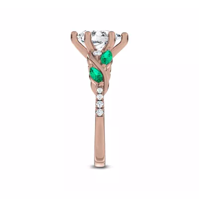 Hayden Curved Vine Lab Emerald And Diamond Engagement Ring