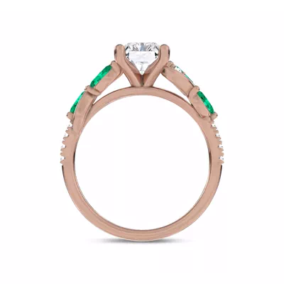 Hayden Curved Vine Lab Emerald And Diamond Engagement Ring