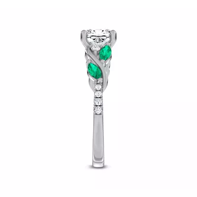 Hayden Curved Vine Lab Emerald And Diamond Engagement Ring