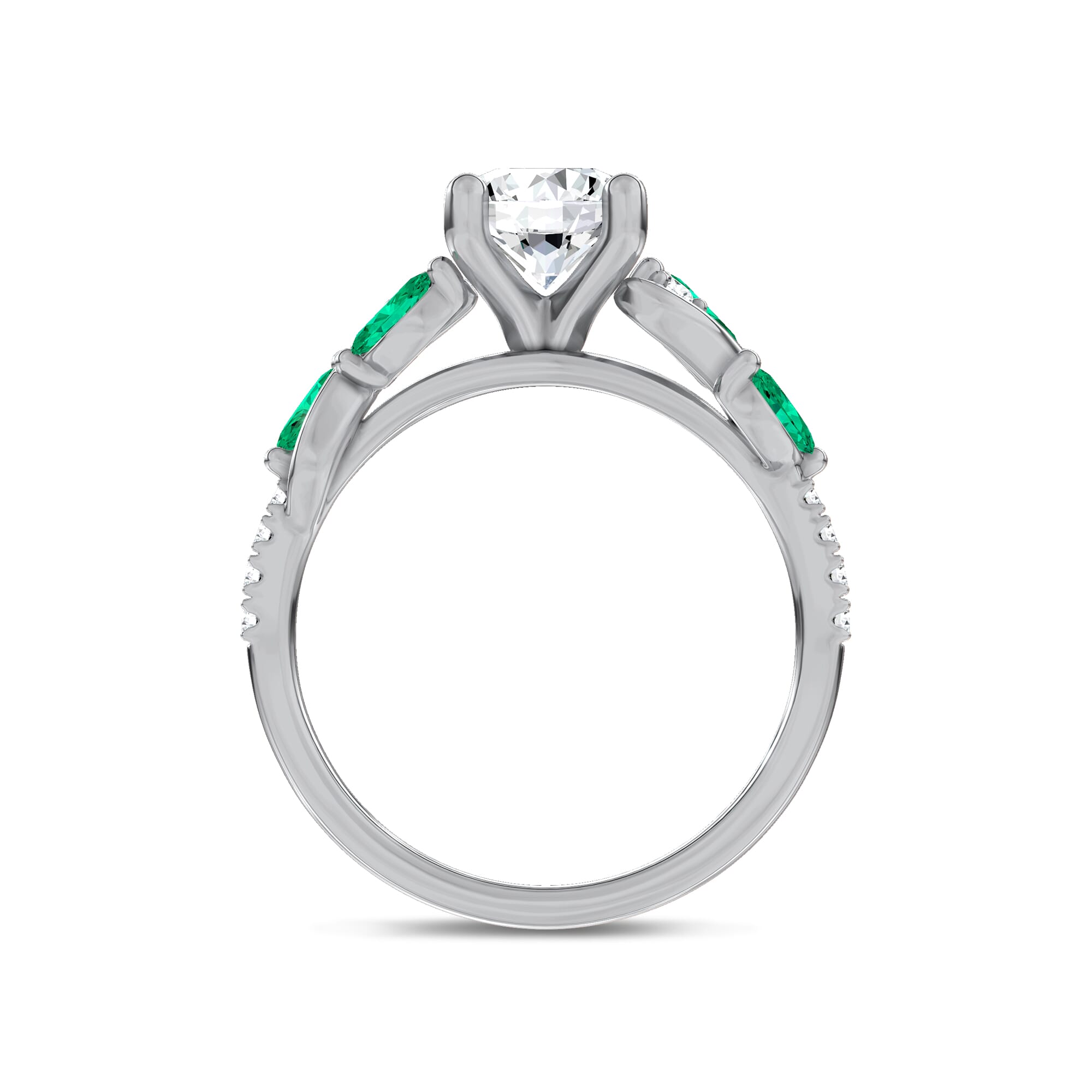 Hayden Curved Vine Lab Emerald And Diamond Engagement Ring