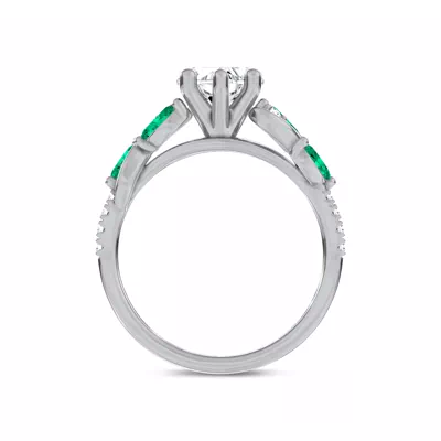 Hayden Curved Vine Lab Emerald And Diamond Engagement Ring
