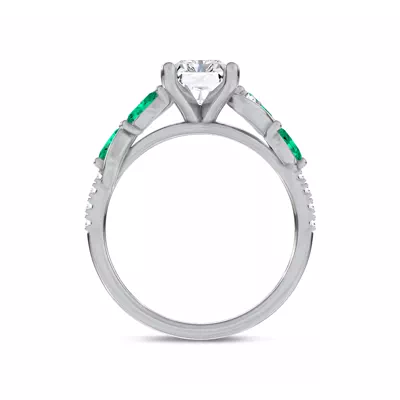 Hayden Curved Vine Lab Emerald And Diamond Engagement Ring