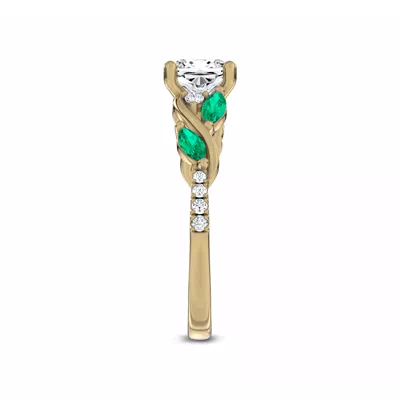 Hayden Curved Vine Lab Emerald And Diamond Engagement Ring
