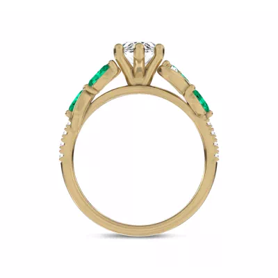 Hayden Curved Vine Lab Emerald And Diamond Engagement Ring