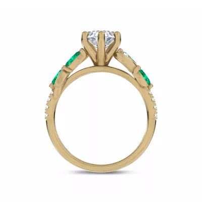 Hayden Curved Vine Lab Emerald And Diamond Engagement Ring