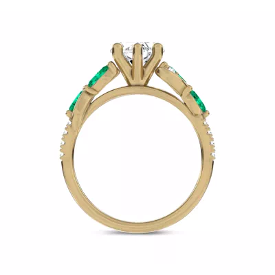 Hayden Curved Vine Lab Emerald And Diamond Engagement Ring