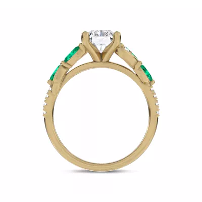 Hayden Curved Vine Lab Emerald And Diamond Engagement Ring