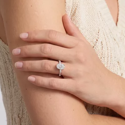 Opera Knife-Edge Lab Engagement Ring by Christian Siriano
