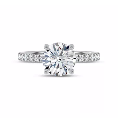 Reflection Pavé Hidden Halo Lab Engagement Ring by Christian Siriano
