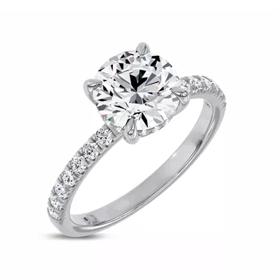 Reflection Pavé Hidden Halo Lab Engagement Ring by Christian Siriano